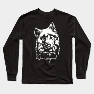 Samoyed dog lover portrait Long Sleeve T-Shirt